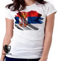 Baby look blusa Feminina bandeira SÉRVIA País nos Balcãs - Foto 6
