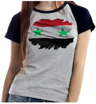 Baby look blusa Feminina bandeira siria República Árabe - Foto 2