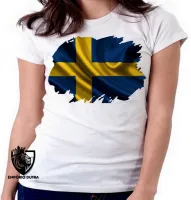 Baby look blusa Feminina bandeira Suécia europa - Foto 6