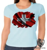 Baby look blusa Feminina bandeira Suíça europa pais - Foto 4