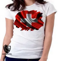 Baby look blusa Feminina bandeira Suíça europa pais - Foto 6