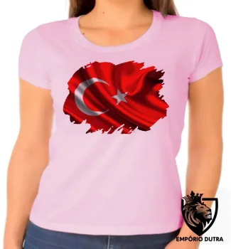 Baby look blusa Feminina bandeira Turquia oriente medio