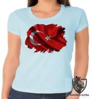 Baby look blusa Feminina bandeira Turquia oriente medio - Foto 4
