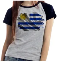 Baby look blusa Feminina bandeira Uruguai america - Foto 2