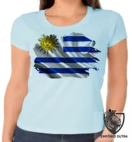 Baby look blusa Feminina bandeira Uruguai america - Foto 4