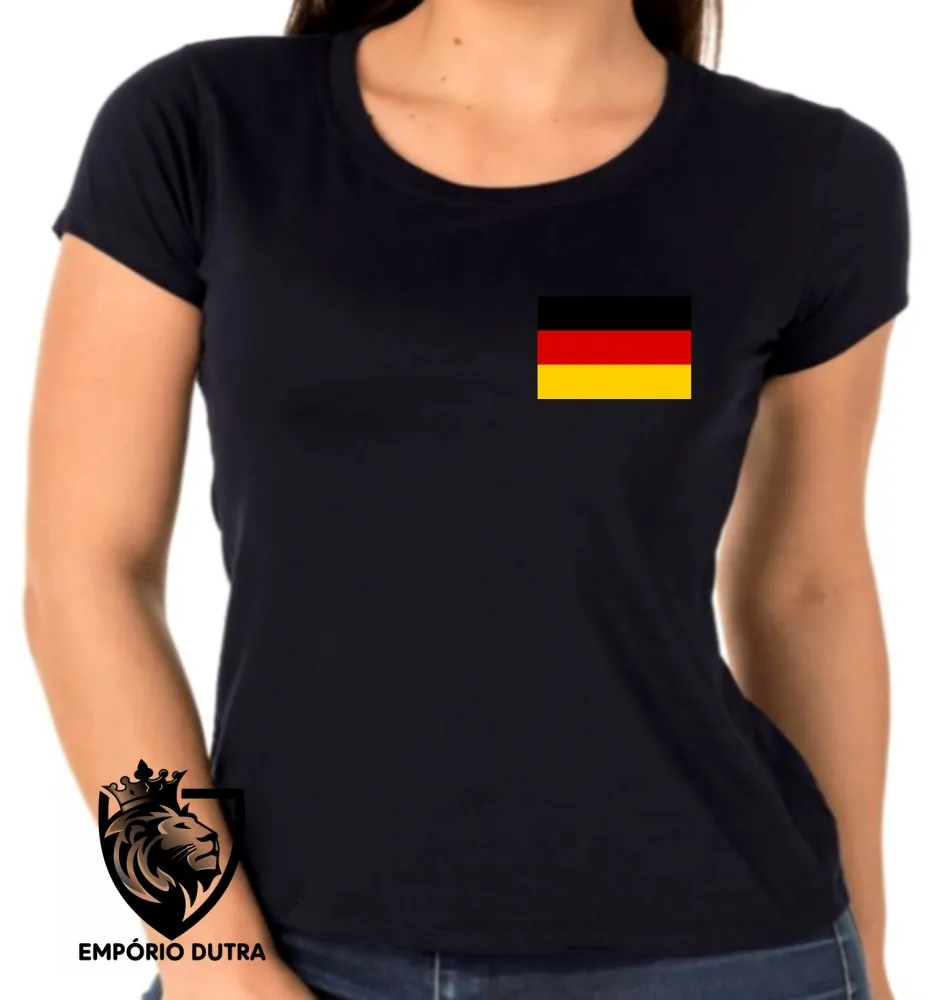 Baby look blusa Feminina bandeira Alemanha germany