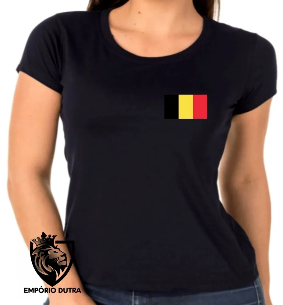 Baby look blusa Feminina bandeira Bélgica europa Imagem