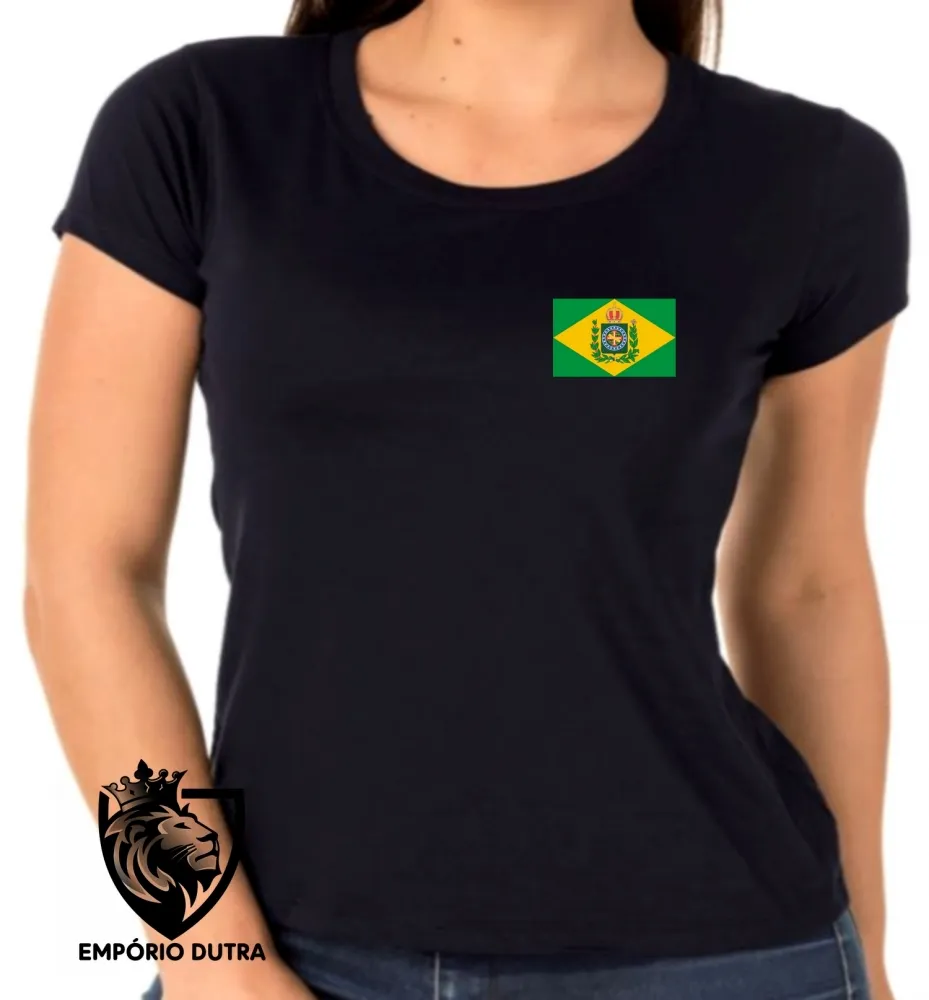 Baby look blusa Feminina bandeira Brasil imperial monarquia Imagem