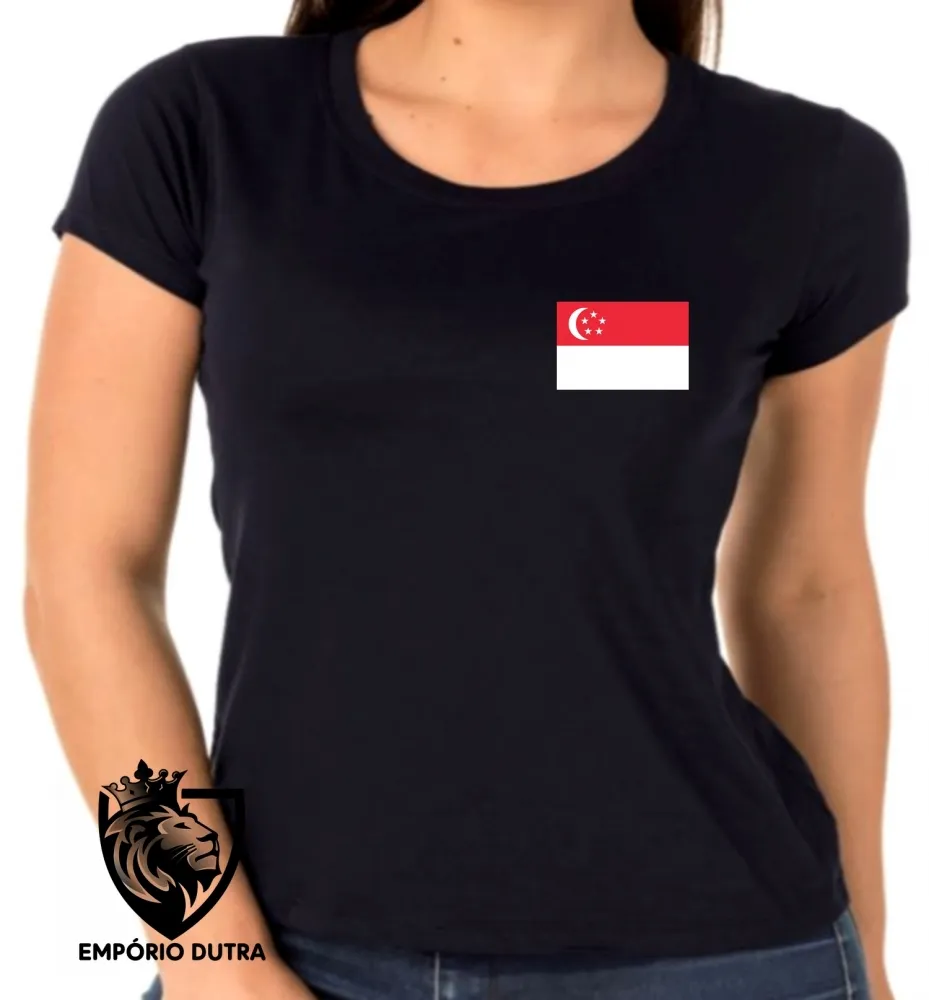 Baby look blusa Feminina bandeira Cingapura Singapura