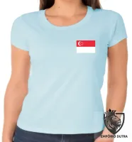 Baby look blusa Feminina bandeira Cingapura Singapura - Foto 2