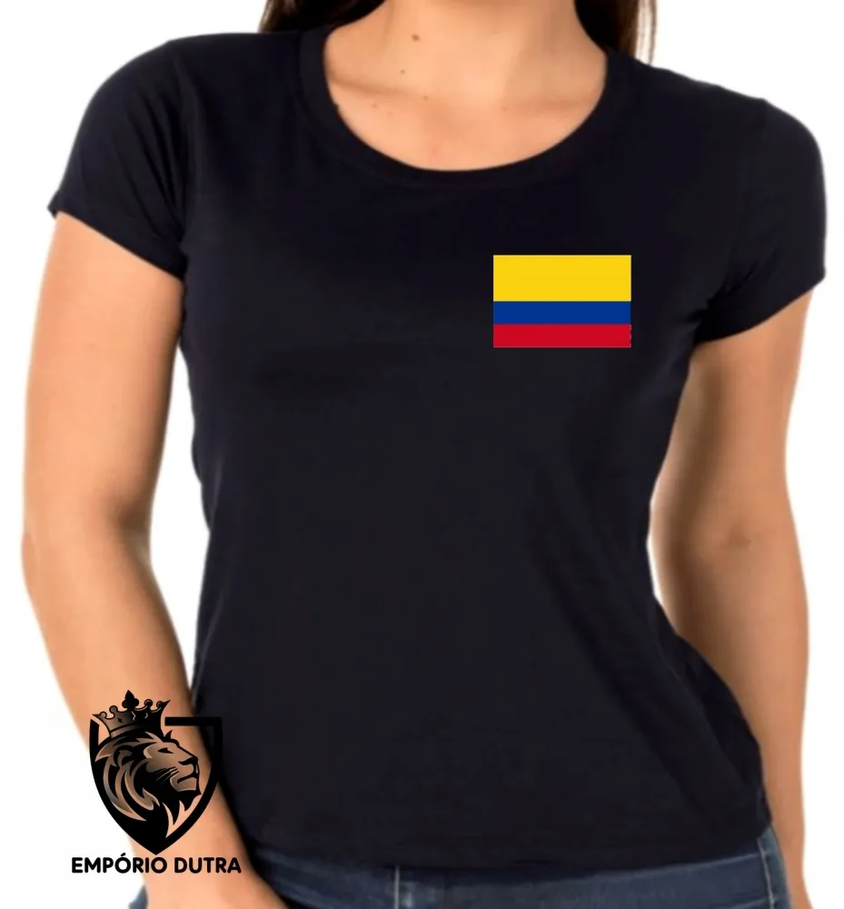 Baby look blusa Feminina bandeira Colômbia america latina Imagem
