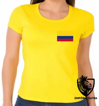 Baby look blusa Feminina bandeira Colômbia america latina - Foto 2