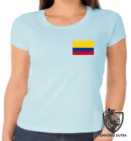 Baby look blusa Feminina bandeira Colômbia america latina - Foto 3