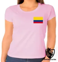 Baby look blusa Feminina bandeira Colômbia america latina - Foto 5