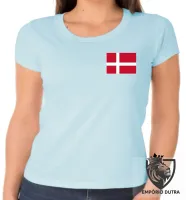 Baby look blusa Feminina bandeira Dinamarca europa - Foto 3