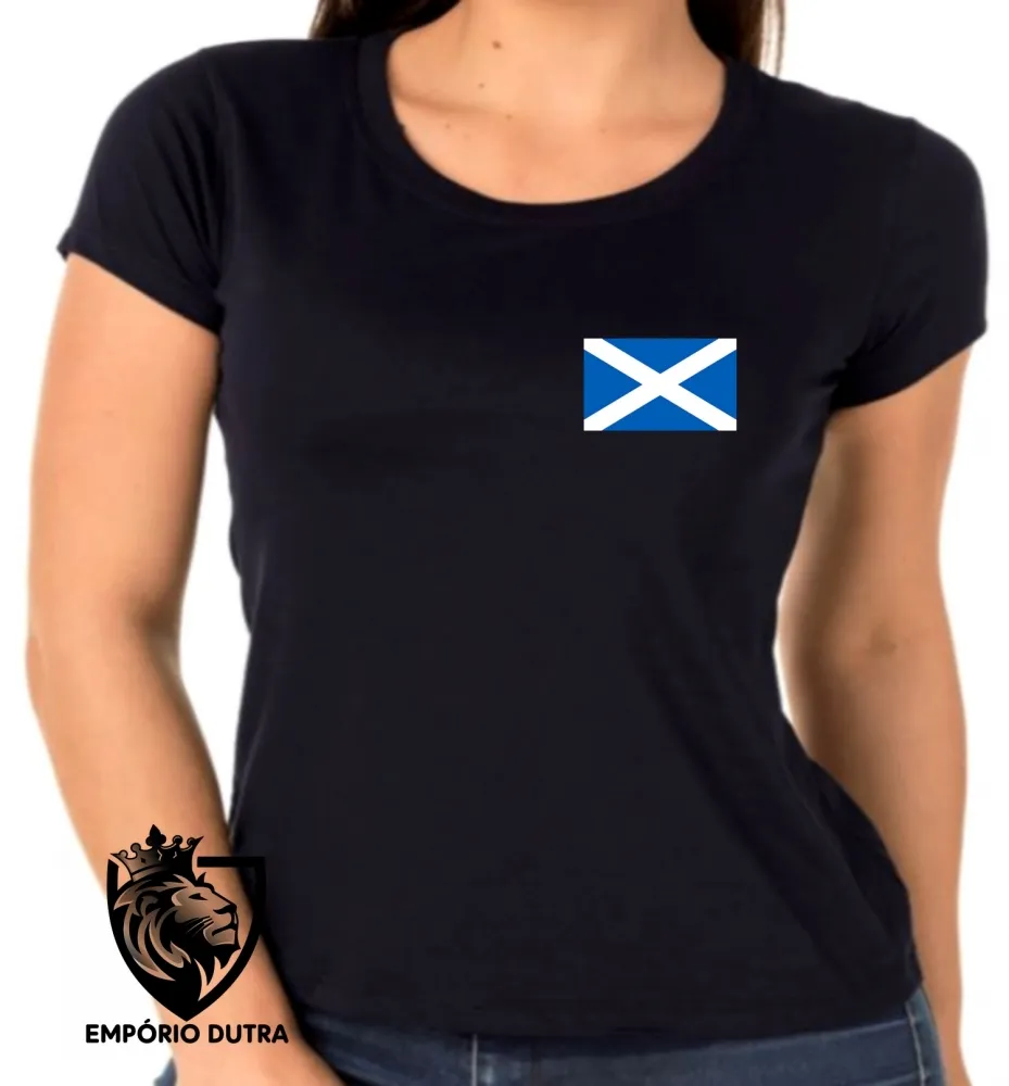 Baby look blusa Feminina bandeira Escócia reino unido Imagem