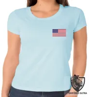 Baby look blusa Feminina bandeira Estados unidos america - Foto 3