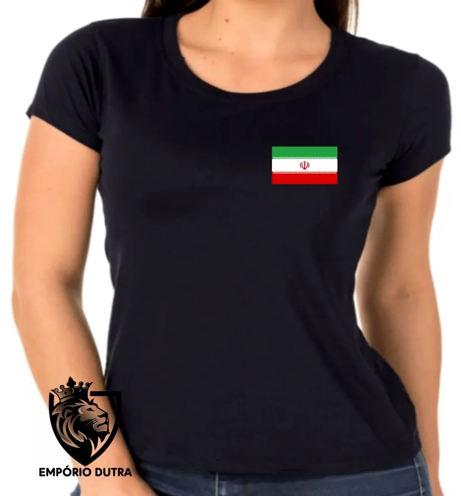 Baby look blusa Feminina bandeira Irã República Islâmica no Golfo Imagem