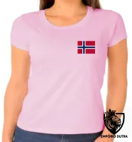 Baby look blusa Feminina bandeira Noruega escandinavo - Foto 5