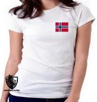 Baby look blusa Feminina bandeira Noruega escandinavo - Foto 7