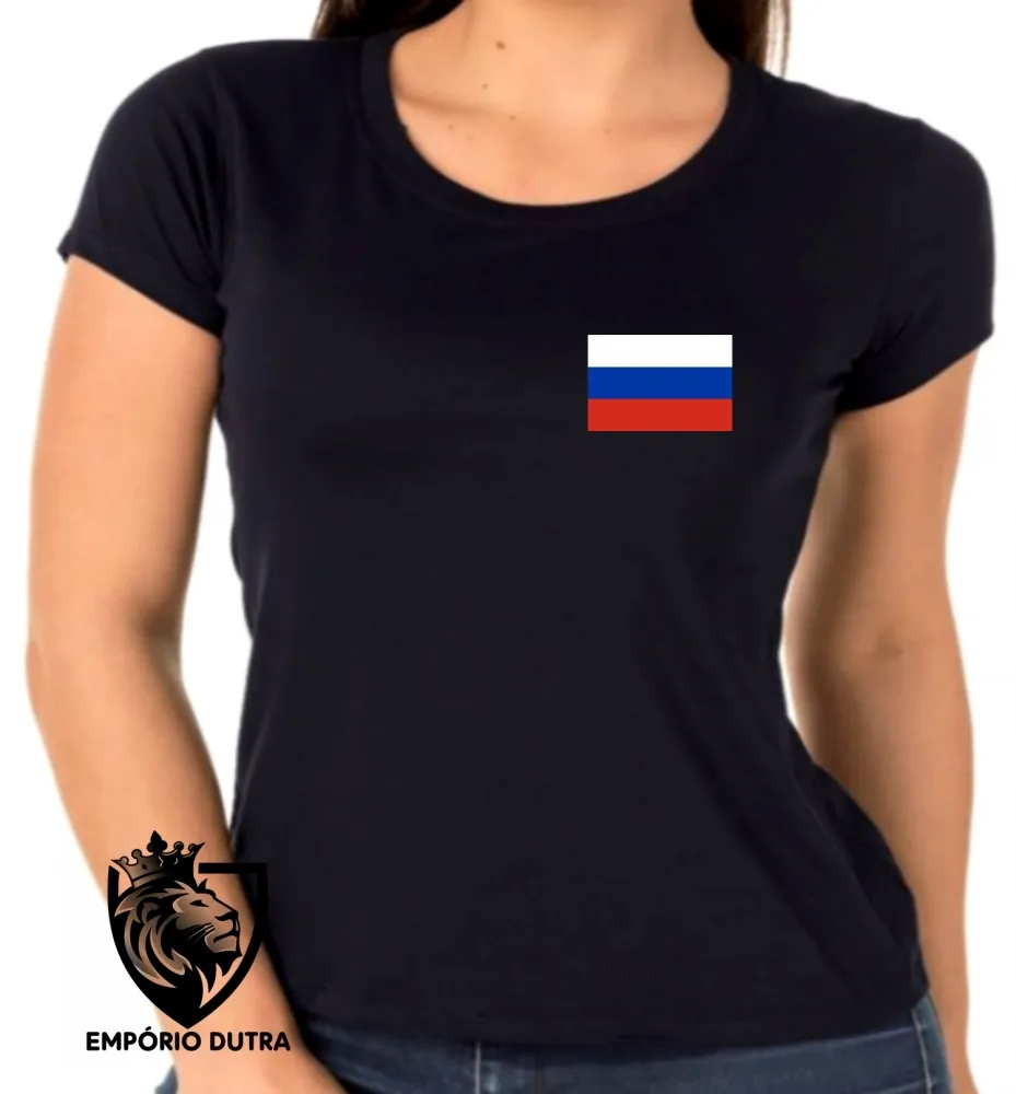 Baby look blusa Feminina bandeira Russia russo Imagem