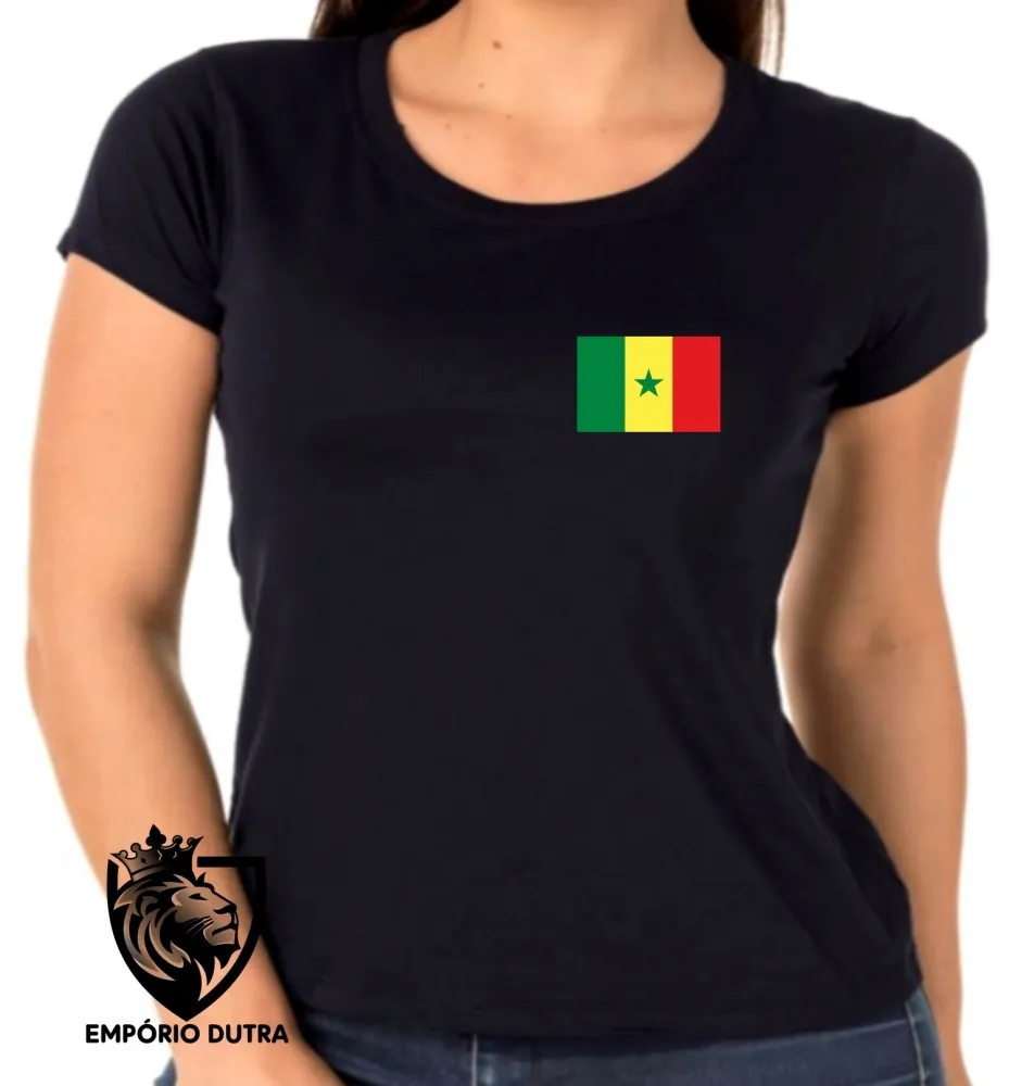 Baby look blusa Feminina bandeira Senegal africa Imagem