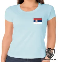 Baby look blusa Feminina bandeira SÉRVIA País nos Balcãs - Foto 3