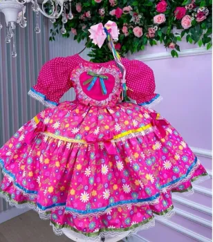Vestido Bella Child Junino Caipira Encantado Luxo