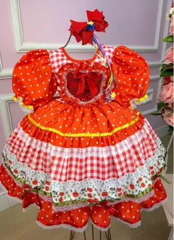 Vestido Bella Child Junino Caipira Encantado Luxo - Foto 2