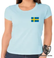 Baby look blusa Feminina bandeira Suécia europa - Foto 3
