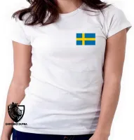 Baby look blusa Feminina bandeira Suécia europa - Foto 6