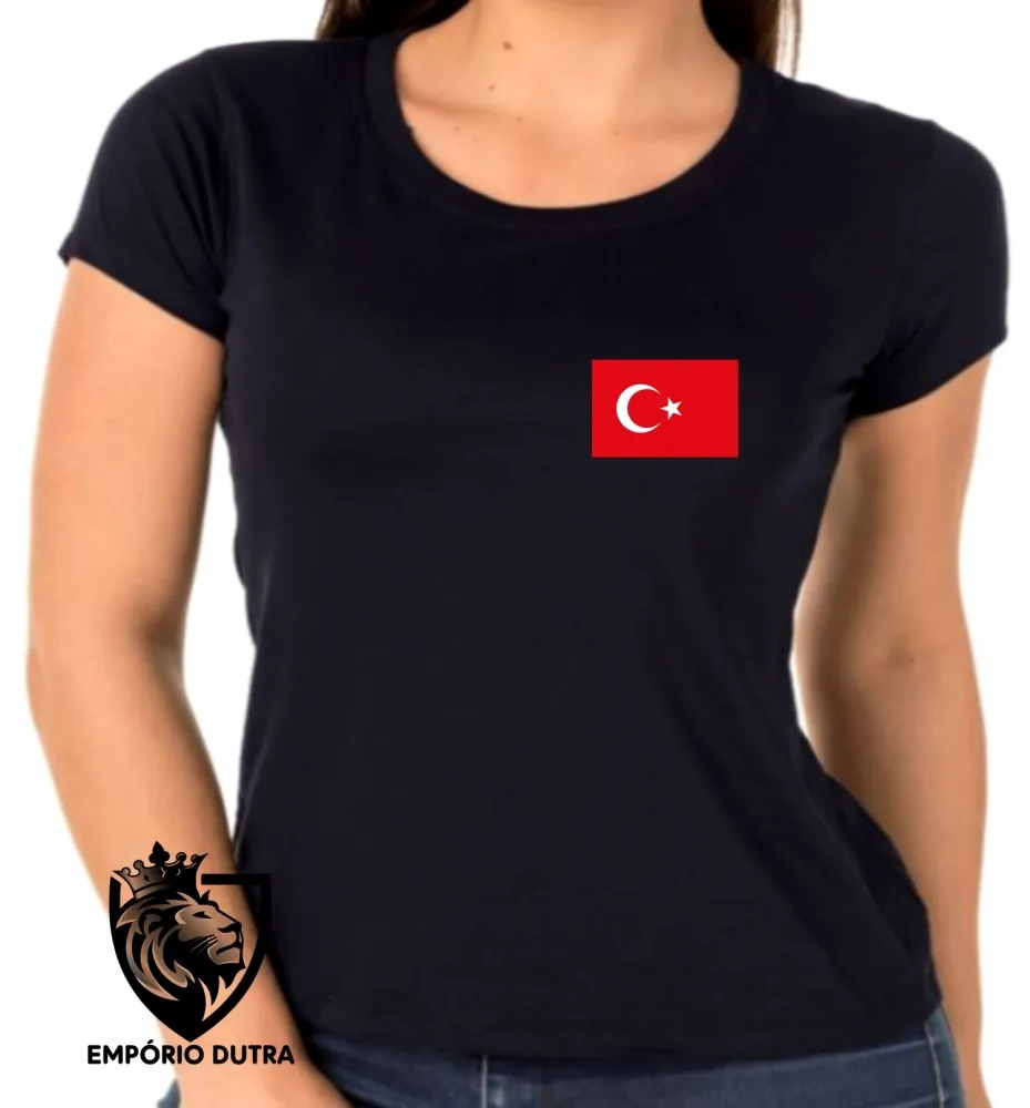 Baby look blusa Feminina bandeira Turquia oriente medio
