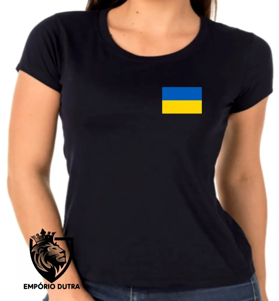 Baby look blusa Feminina bandeira Ucrânia europa Imagem