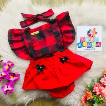 Linha baby romper borboleta xadrez