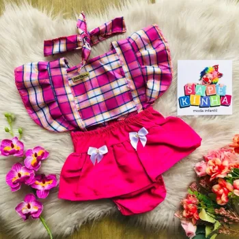 Linha baby romper borboleta xadrez - Foto 2