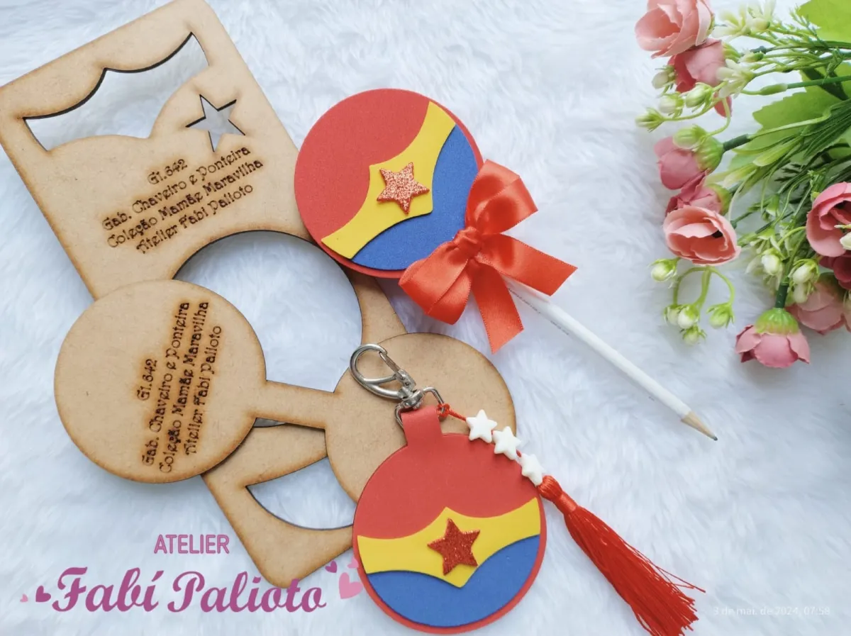 G1.642   Gabarito de Moldes  em MDF Chaveiro e Ponteira - Coleção Mamãe Maravilha Imagem