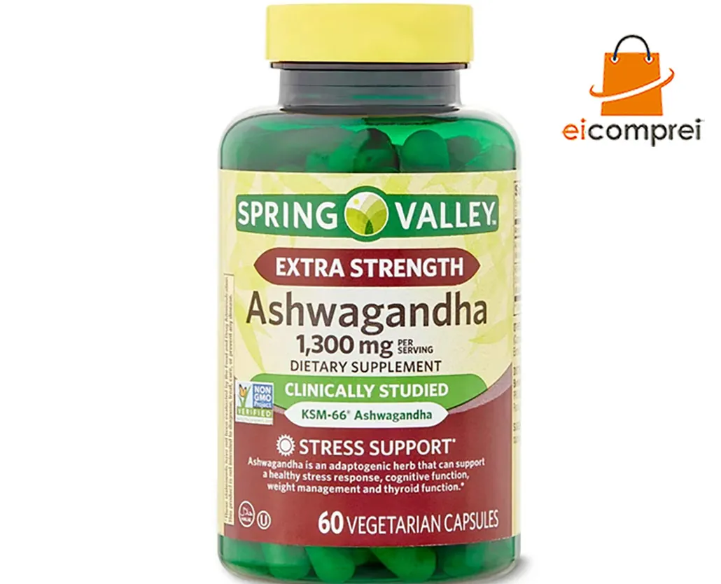 Extra Strength Ashwagandha Spring Valley 1300mg (KSM-66 Ashwagandha) C/60 Cps EUA + Frete Grátis