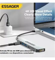 Adaptador 7x1 Essager USB-C /HDMI/USB 3.0/SD/TF 4k - Foto 2