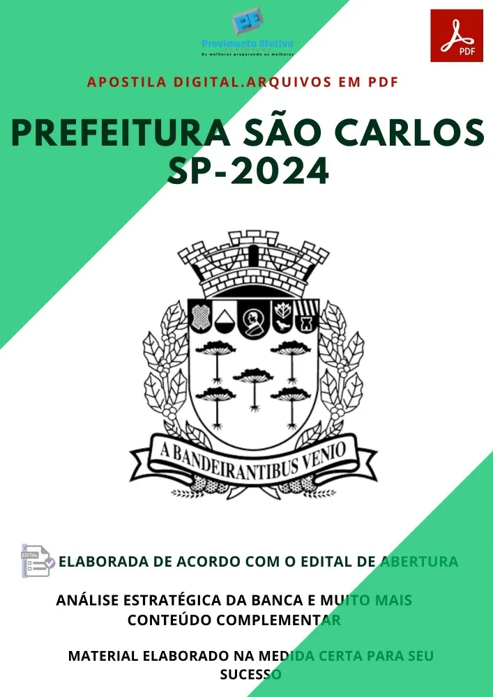 Apostila Pref São Carlos SP Assistente Administrativo  Ano 2024