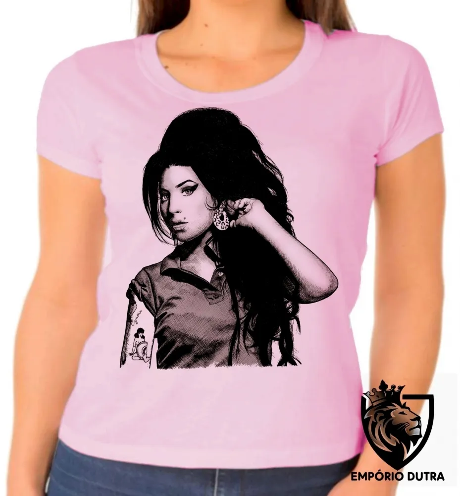Baby look blusa Feminina bandeira Amy Winehouse Desenho rock