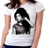 Baby look blusa Feminina bandeira Amy Winehouse Desenho rock - Foto 2