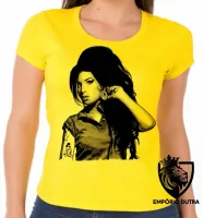 Baby look blusa Feminina bandeira Amy Winehouse Desenho rock - Foto 3