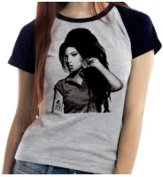 Baby look blusa Feminina bandeira Amy Winehouse Desenho rock - Foto 6