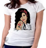 Baby look blusa Feminina bandeira Amy Winehouse retrô cantora rock - Foto 2