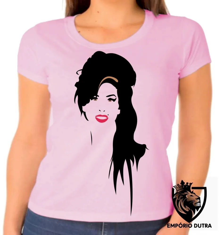 Baby look blusa Feminina Amy Winehouse Sorriso rock