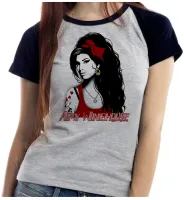 Baby look blusa Feminina bandeira Amy Winehouse vermelho rock - Foto 2