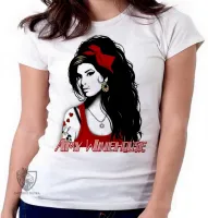 Baby look blusa Feminina bandeira Amy Winehouse vermelho rock - Foto 3