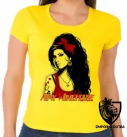 Baby look blusa Feminina bandeira Amy Winehouse vermelho rock - Foto 5