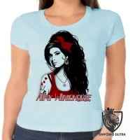 Baby look blusa Feminina bandeira Amy Winehouse vermelho rock - Foto 6