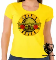 Baby look blusa Feminina axl rose guns in roses armas rosas - Foto 4